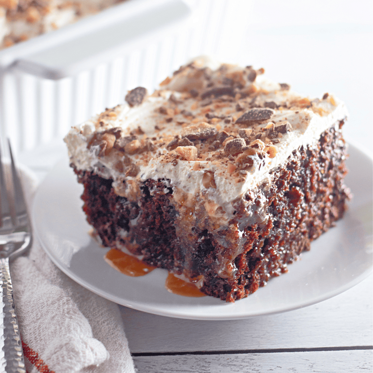 Air Fryer Chocolate Poke Cake