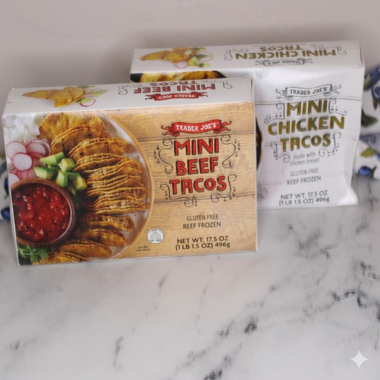 Ingredients needed for Trader Joe's Mini Chicken Tacos Air Fryer on kitchen table.