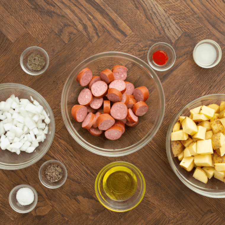 ingredients needed for air fryer sausage and potatoes