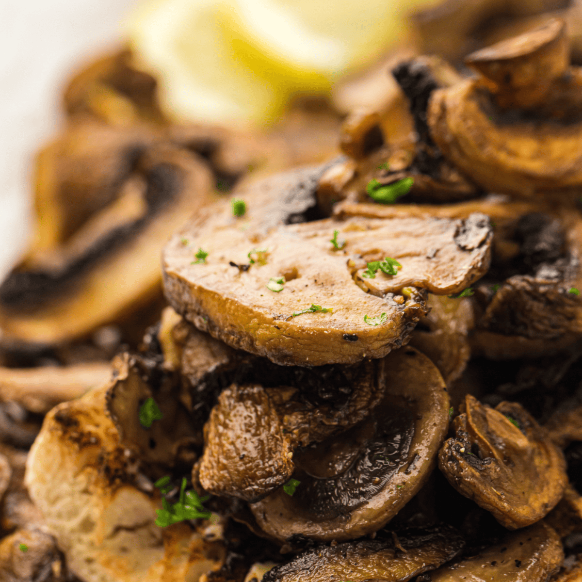 Sautéed mushrooms and onions in a cast iron pan