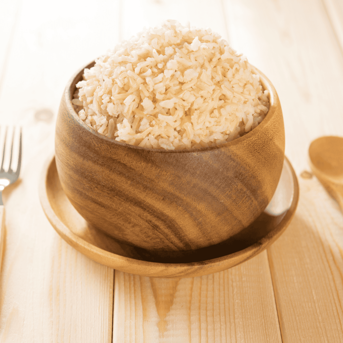 Bowl of wild rice on kitchen table.