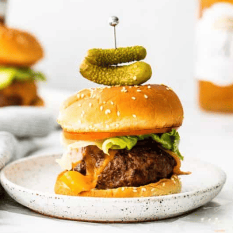 Air Fryer Barbecue Cheeseburgers