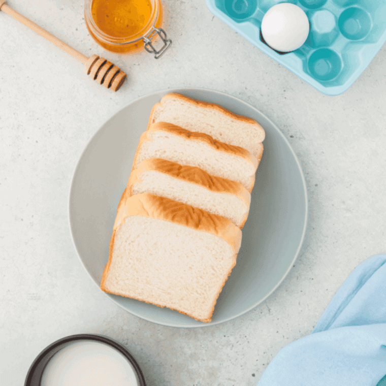 Ingredients needed for Air Fryer Honey Toast on kitchen table.