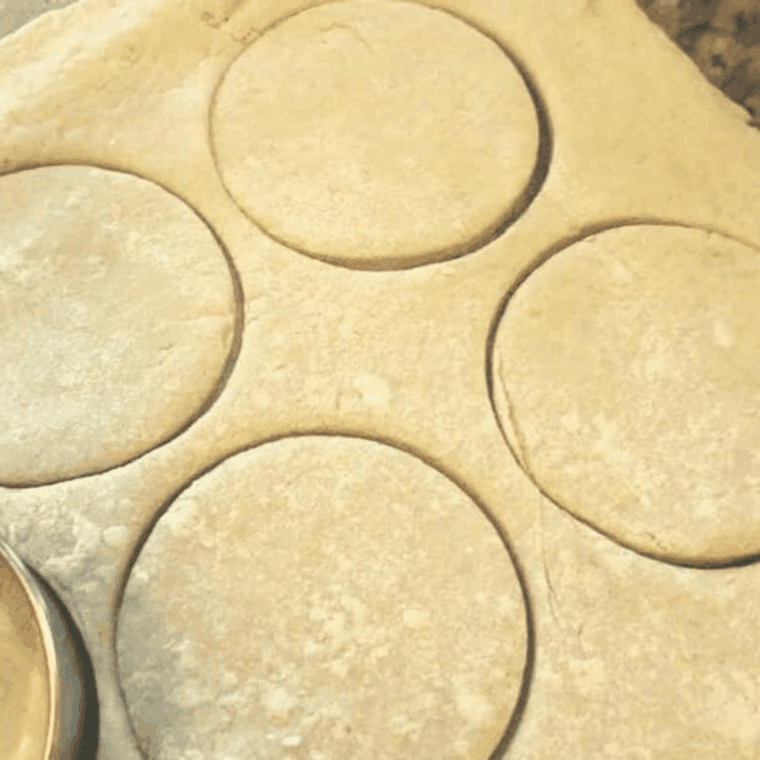 Cut out the biscuits with a biscuit cutter or glass.