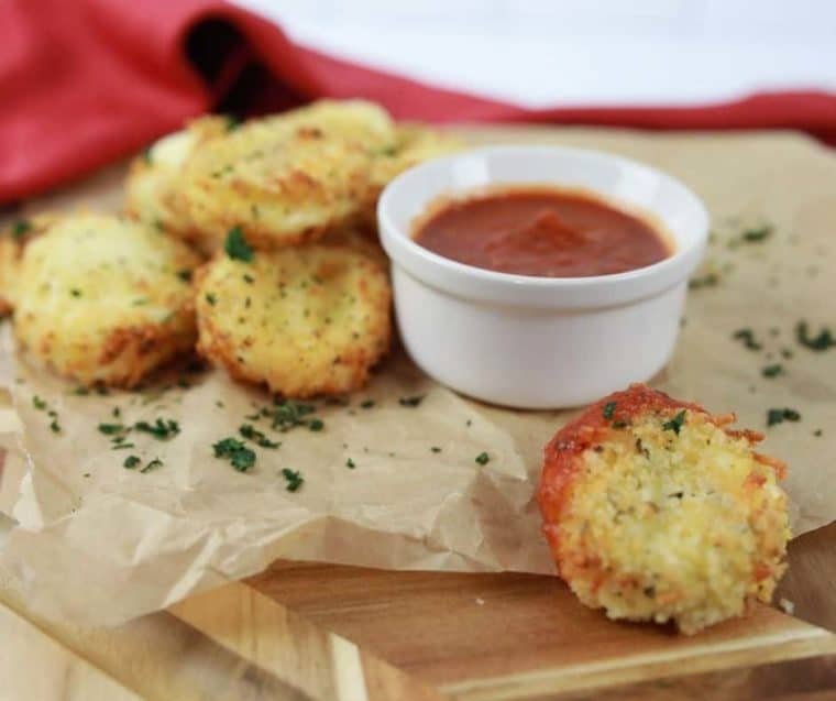 air fried babybel cheese with cup of marinara