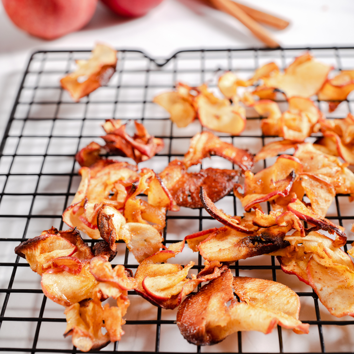 Air Fryer Cinnamon Apple Chips Fork To Spoon