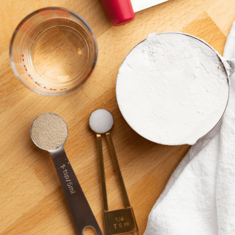 Ingredients needed for Air Fryer Homemade Authentic Turkish Balloon Bread on kitchen table.