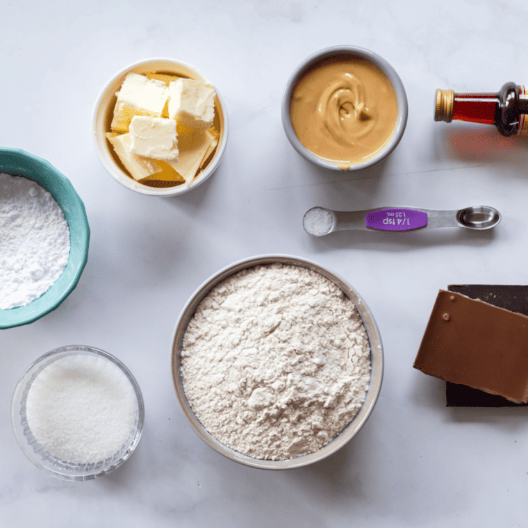 Ingredients Needed For Air Fryer Girl Scout Tagalongs on kitchen table.