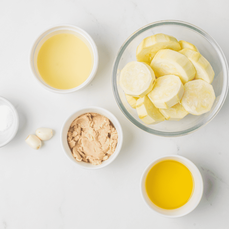 Ingredients Needed For Keto Hummus on kitchen table.