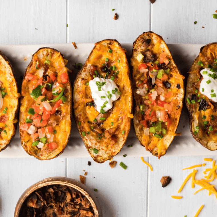 Air Fryer Loaded Potato Skins - Fork To Spoon