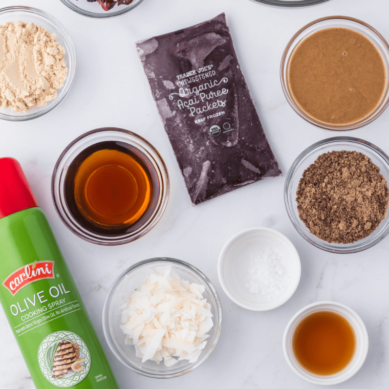 Ingredients Needed For Air Fryer Protein Balls on kitchen table.