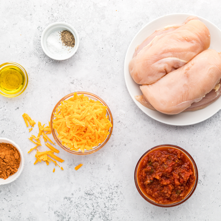 Ingredients Needed For Air Fryer Salsa Chicken on kitchen counter