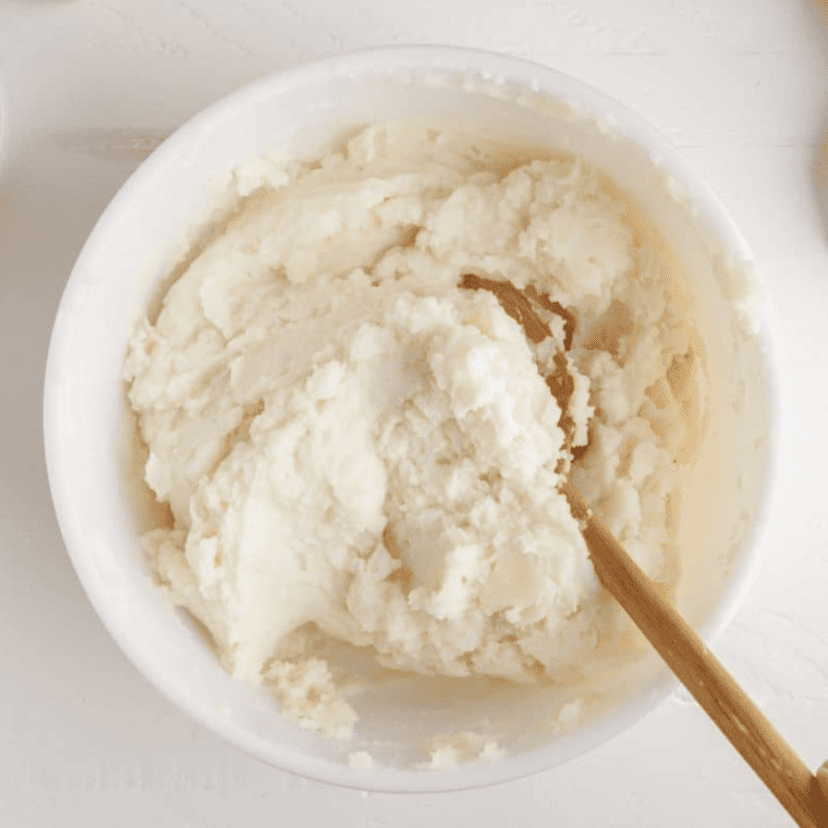 Mashed potatoes blended with butter and milk until smooth and creamy
