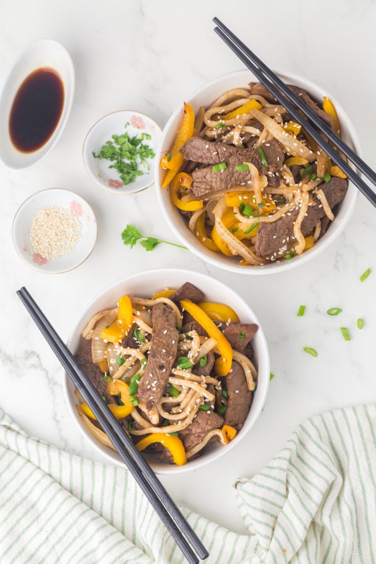 Blackstone Steak Udon -- Embark on a culinary adventure with Blackstone Steak Udon, a dish where the robust flavors of grilled steak meet the comforting essence of Asian cuisine. 