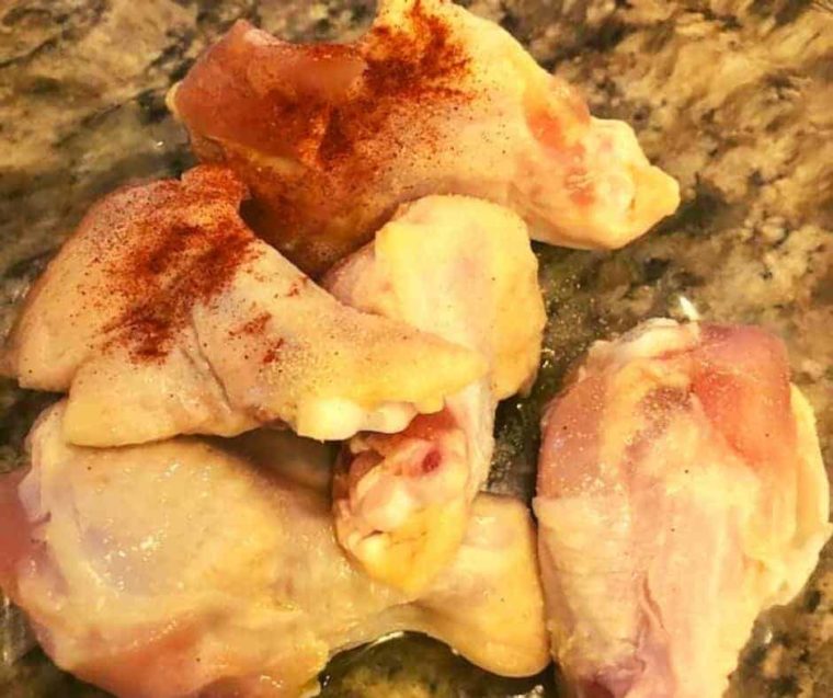 Process of making BBQ chicken wings in air fryer. 