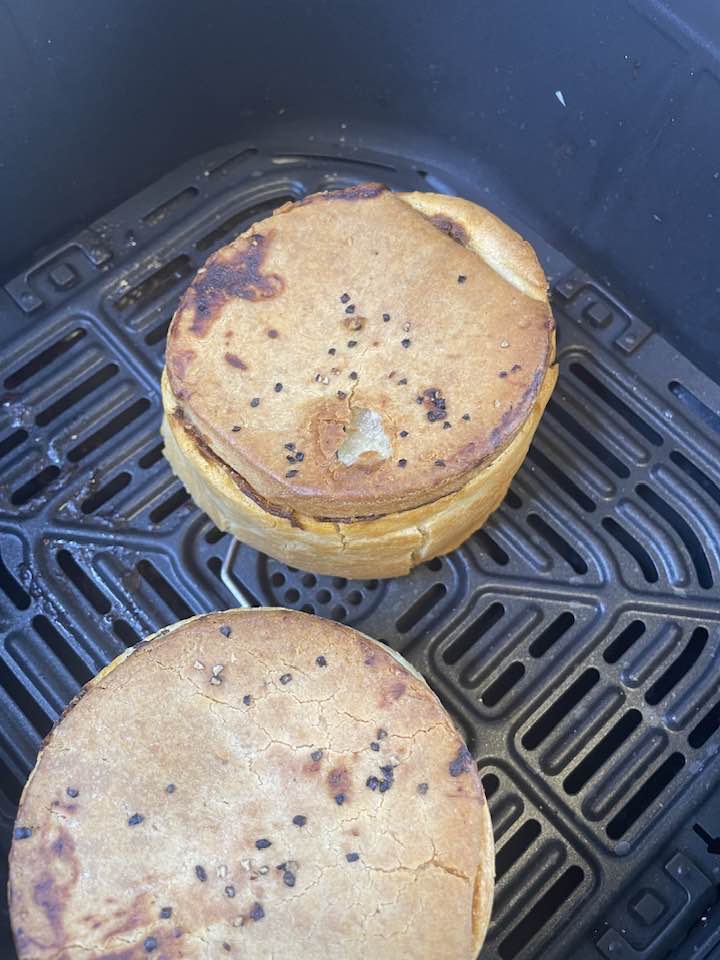 Cooking Frozen Trader Joe's Steak and Stout Pies in an air fryer 