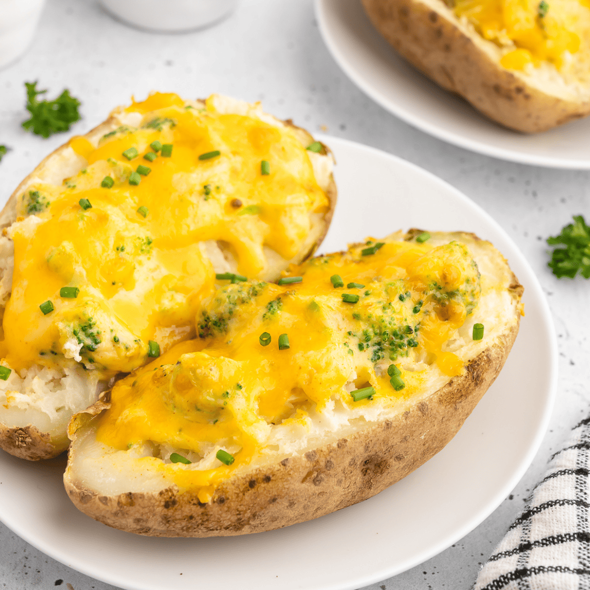 Air Fryer Broccoli and Cheese Baked Potatoes