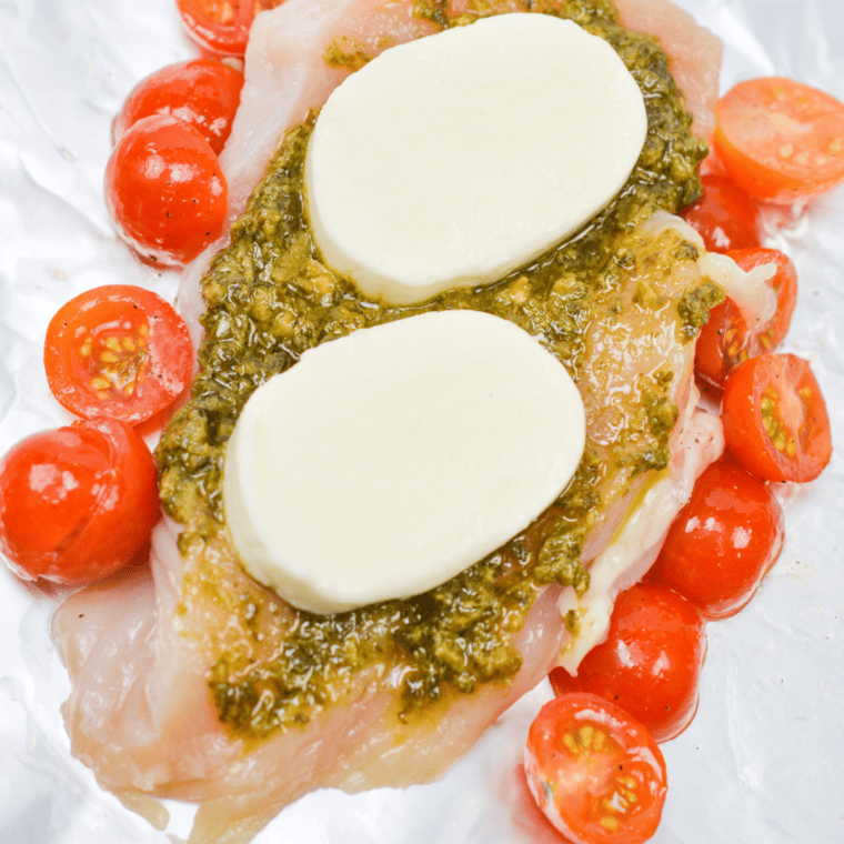 Keto Air Fryer Chicken Caprese Foil Packets