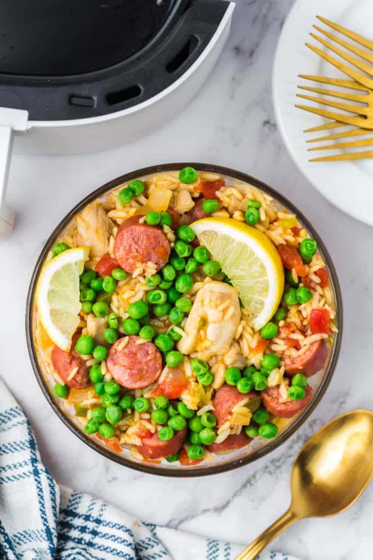 Air Fryer Chicken and Chorizo Paella