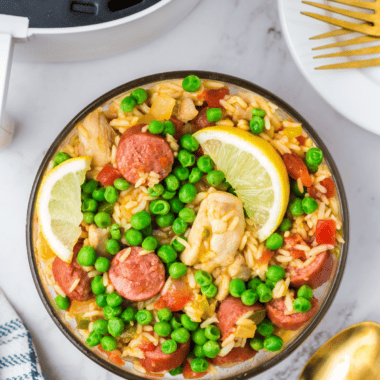 Air Fryer Chicken and Chorizo Paella