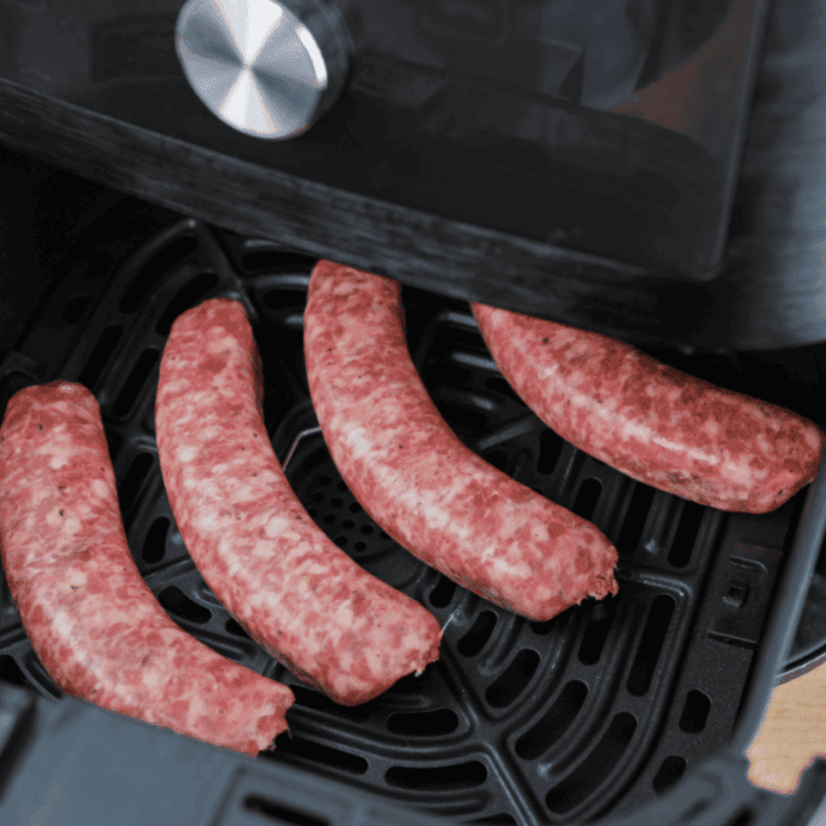 Place Frozen Italian Sausage  in the air fryer basket.