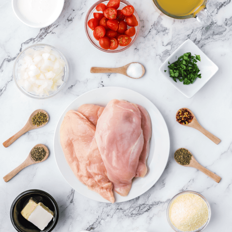 Ingredients Needed For Air Fryer Marry Me Chicken on the kitchen table.