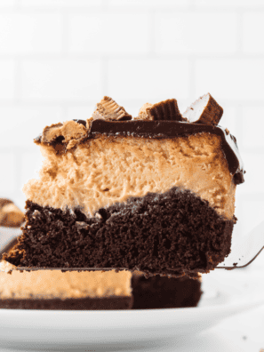 Copycat Cheesecake Factory Reese's Peanut Butter Chocolate Cake Cheesecake is amazing! If you have been looking for the perfect dessert, this is one of the best, with layers and layers of goodness!