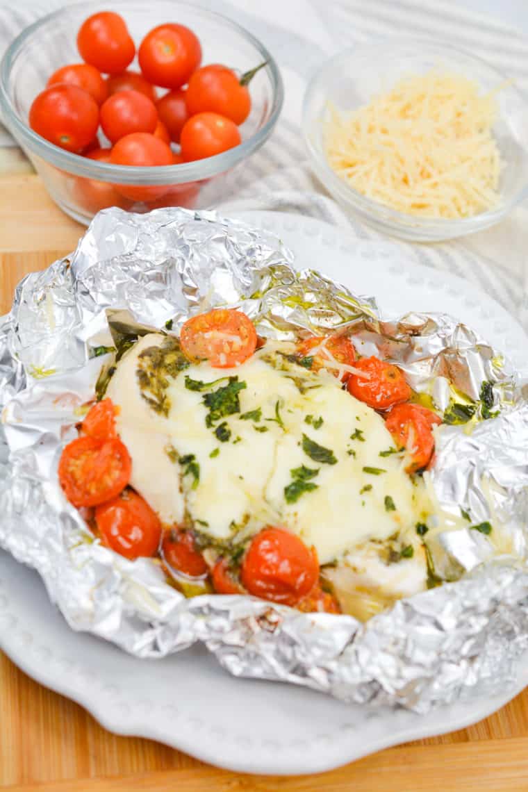 Keto Air Fryer Chicken Caprese Foil Packets