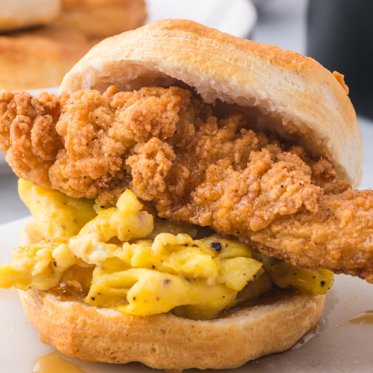 Egg biscuit sandwich with chicken Tyson Southern style chicken tenderloins air fryer