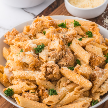 "Golden and crispy Tyson Southern Style Chicken Tenderloins cooked in the air fryer, served with dipping sauces."