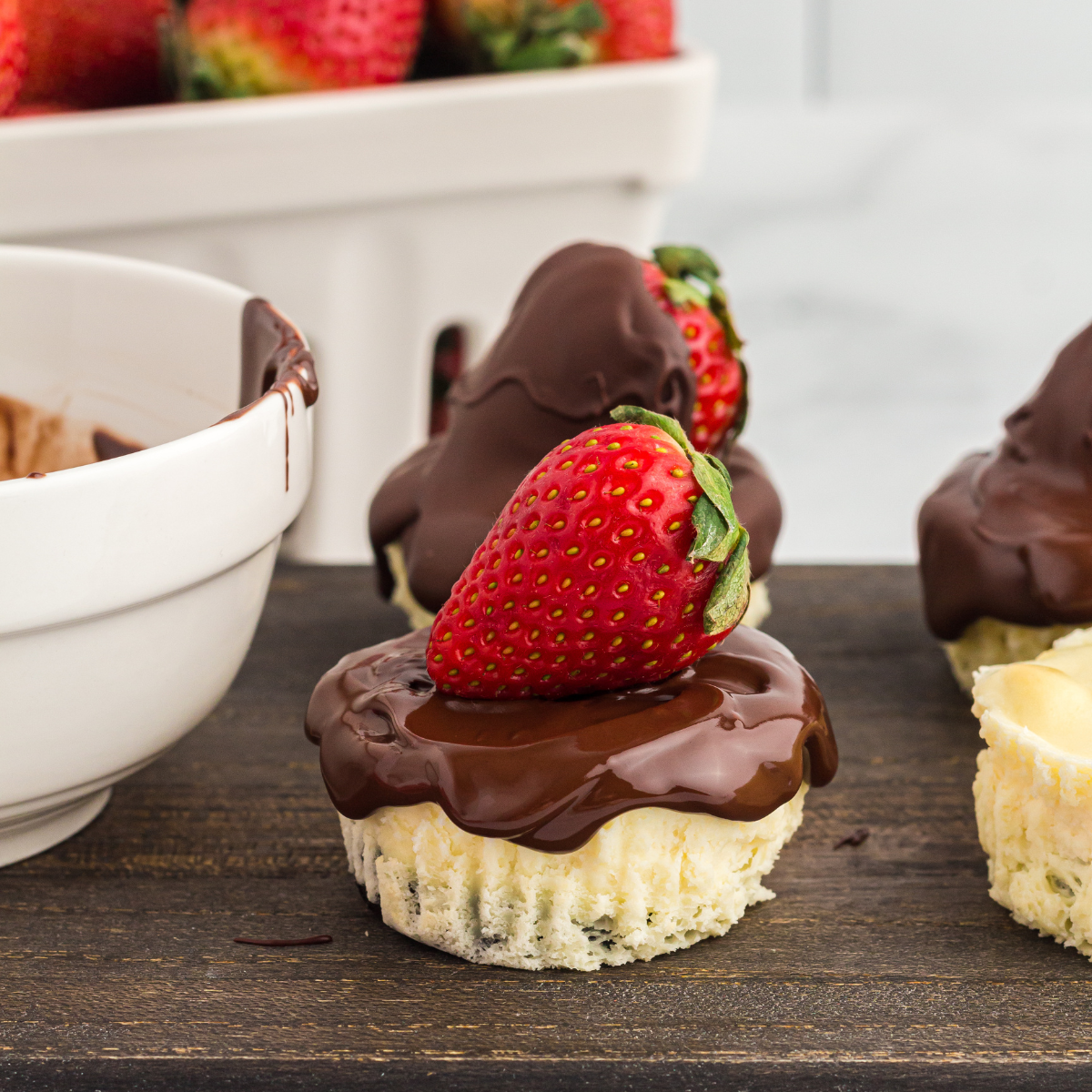 Air Fryer Chocolate Strawberry Mini Cheesecakes-image