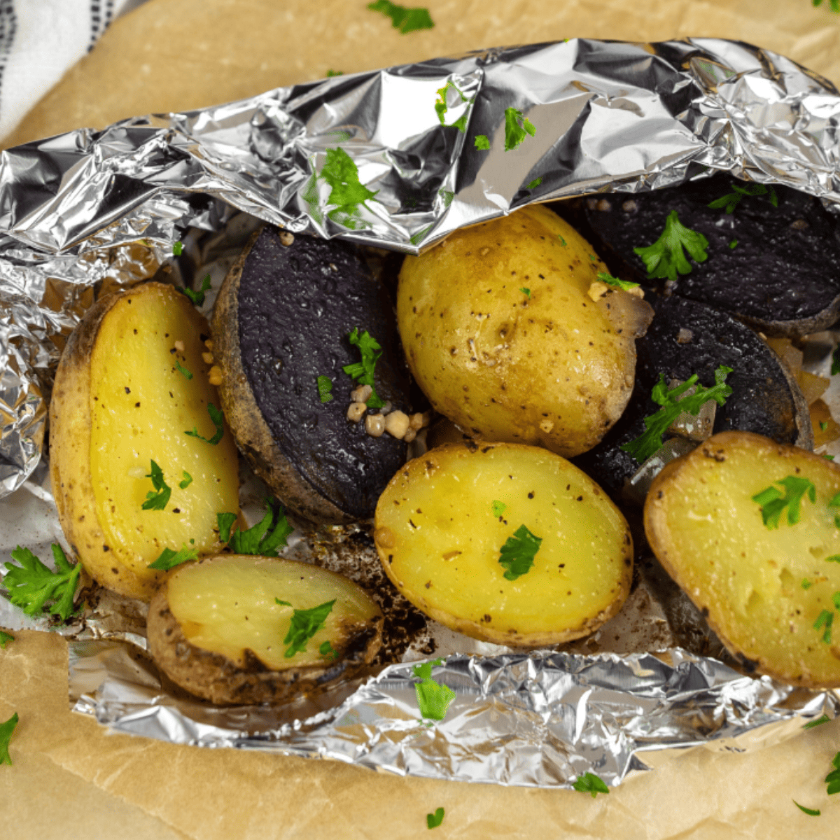 Air Fryer Loaded Campfire Roasted Potatoes