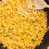 A serving of Air Fryer Canned Corn, crispy and golden, served as a delicious side dish.