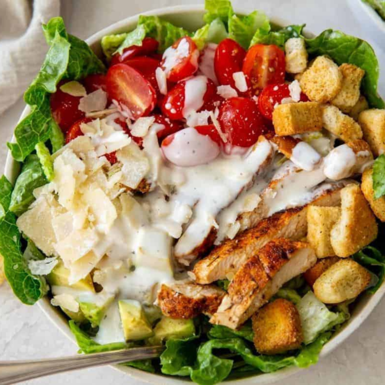 Air Fryer Grilled Chicken Caesar Salad