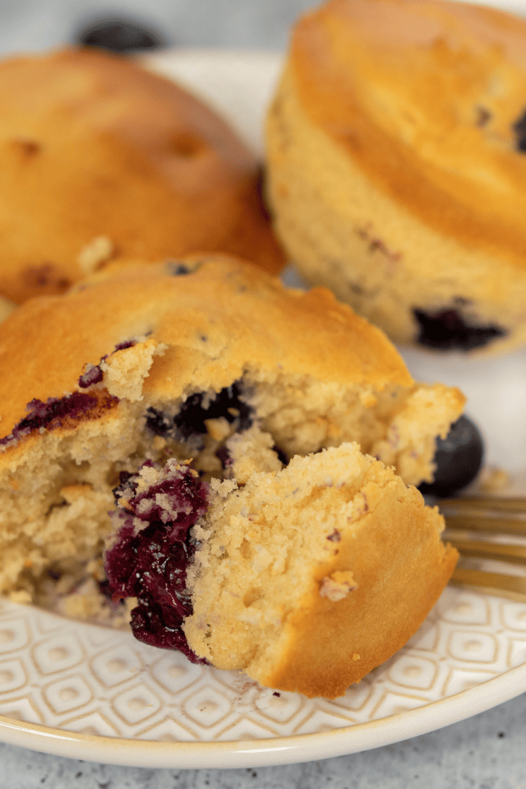 Air Fryer Jiffy Box Mix Blueberry Muffins Fork To Spoon