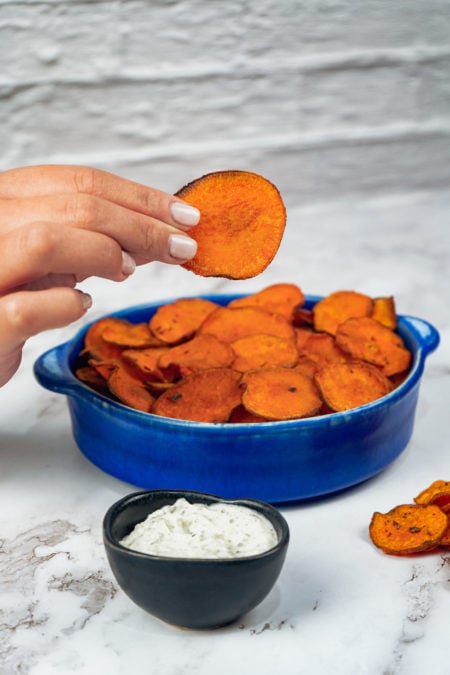 Air Fryer BBQ Sweet Potato Chips