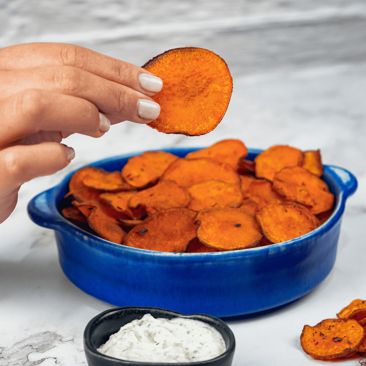 Air Fryer BBQ Sweet Potato Chips