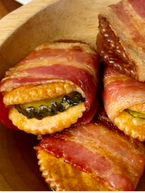 Air Fryer Bacon Wrapped Pickle Dippers