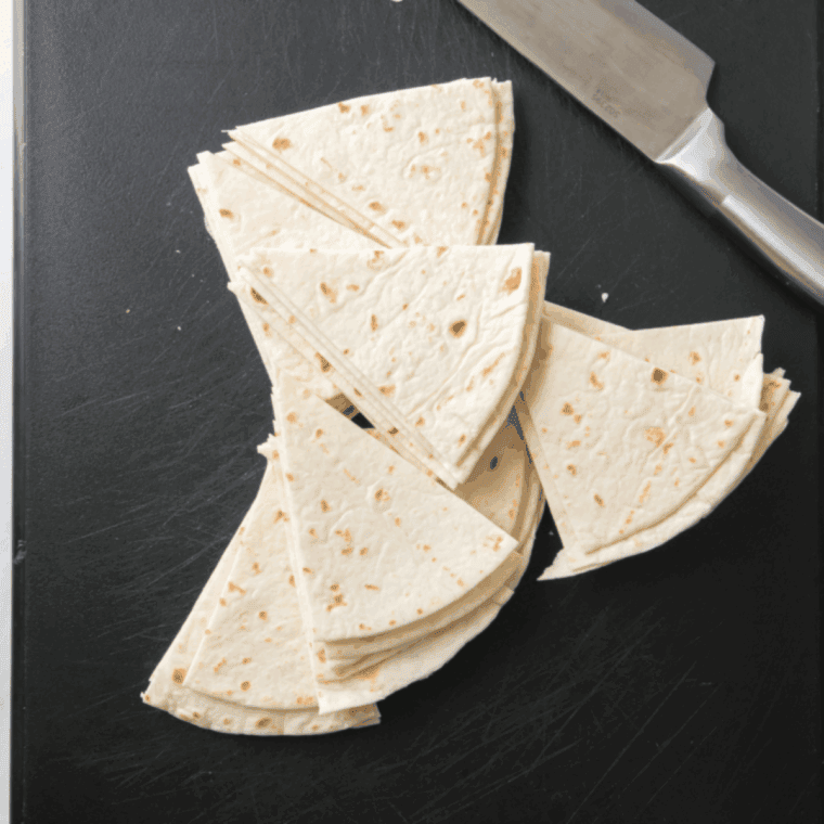 Cut the tortillas into wedges.