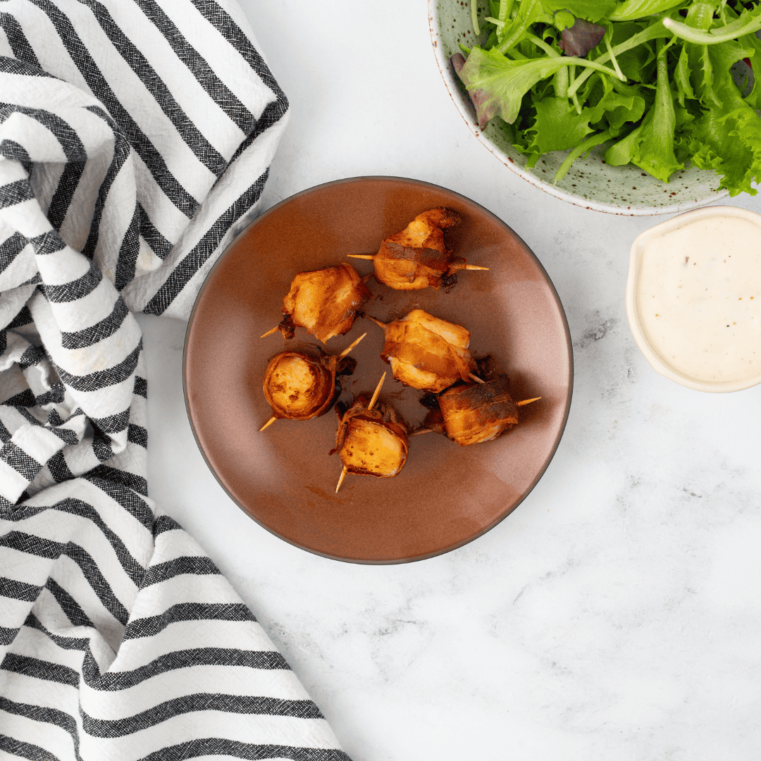 air-fryer-frozen-bacon-wrapped-scallops-fork-to-spoon