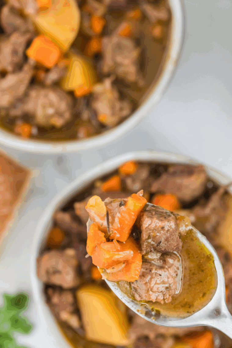 Copycat Cracker Barrel Beef Stew in bowl.