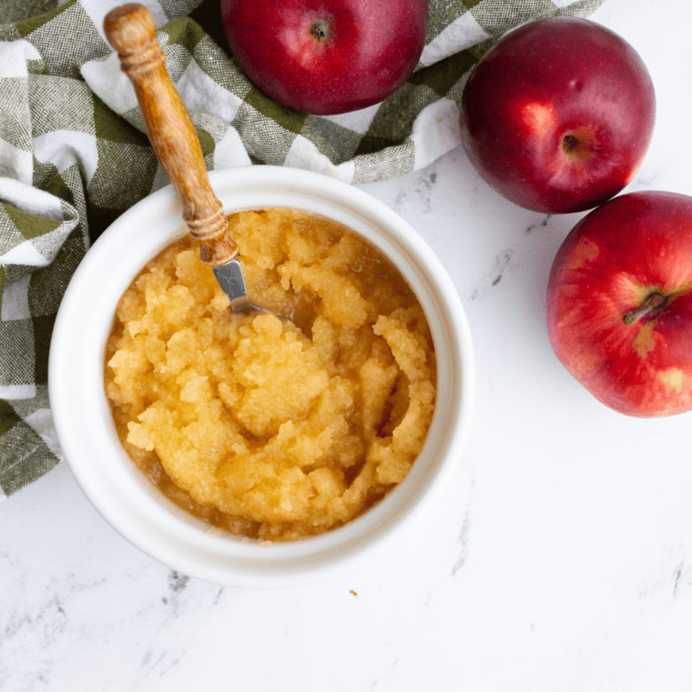 Step-by-step process of making Air Fryer Applesauce with apples, cinnamon, and sugar."