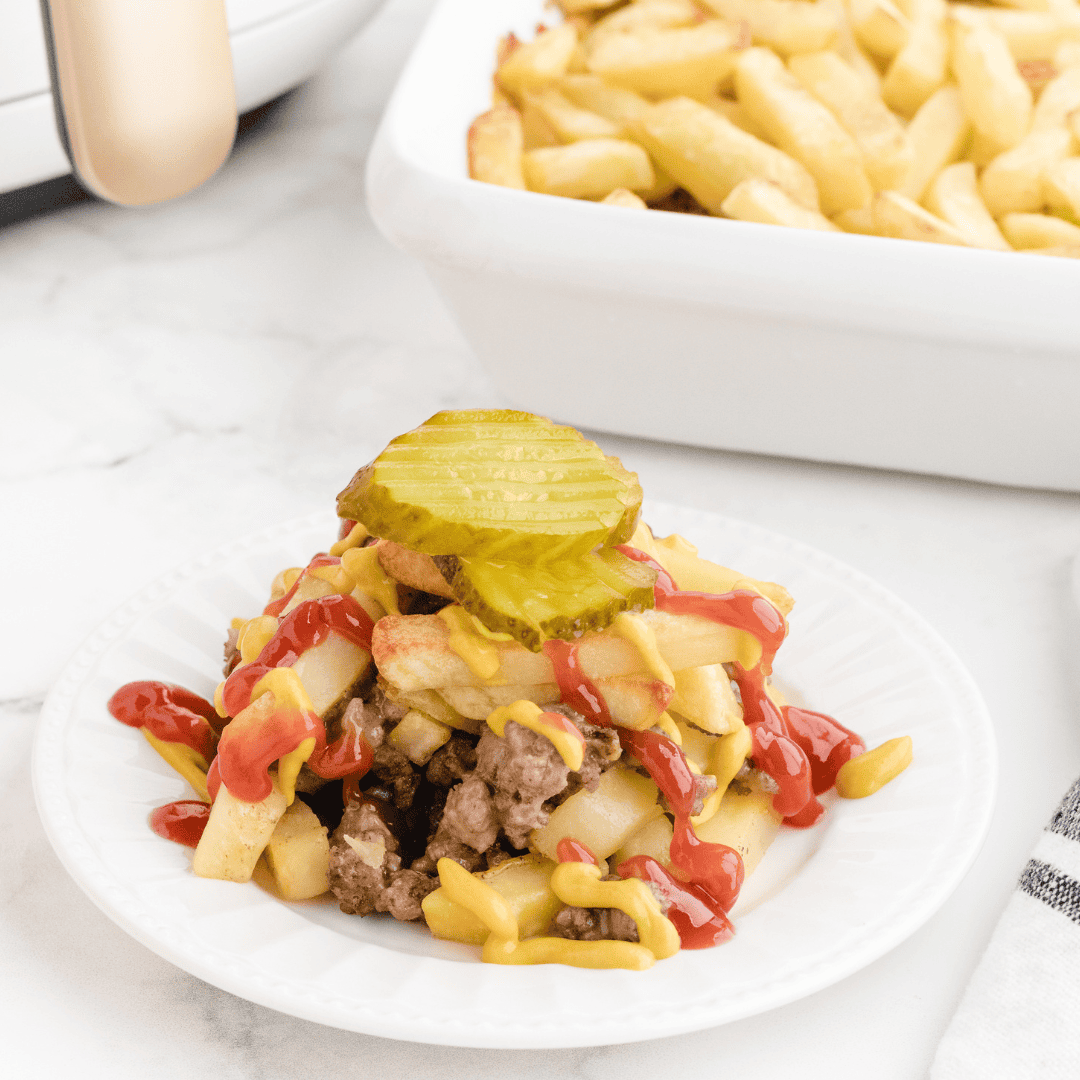 Air Fryer Cheeseburger French Fry Casserole