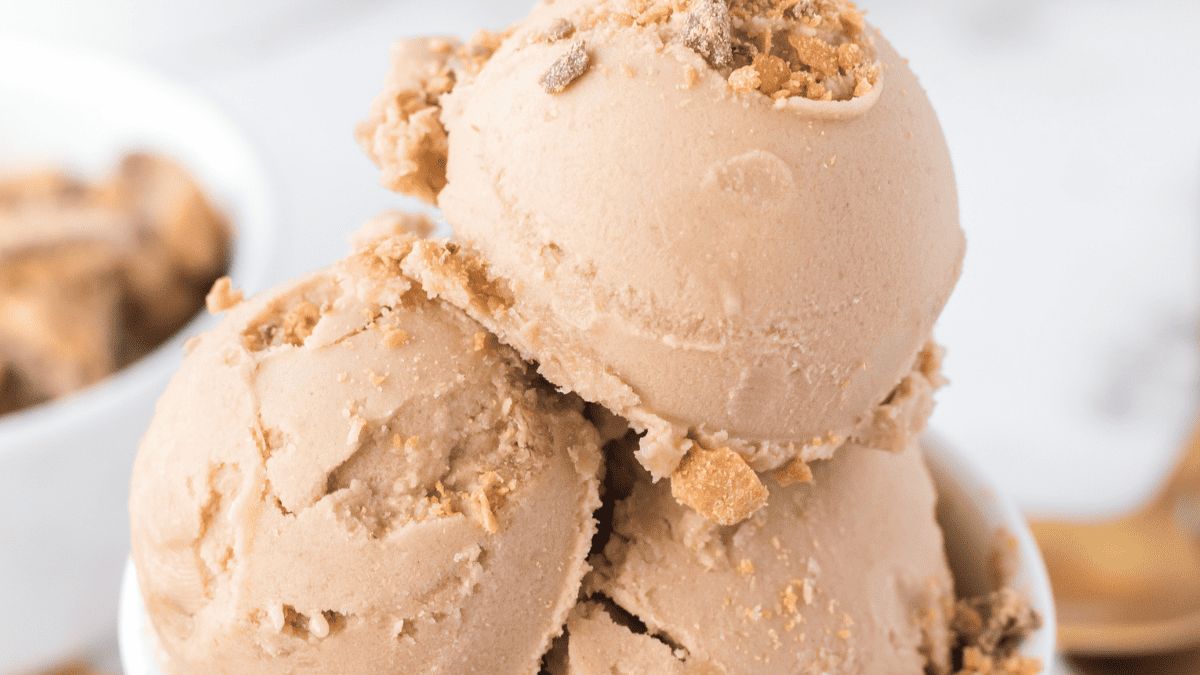 3 scoops of Ninja Creami butterscotch ice cream.