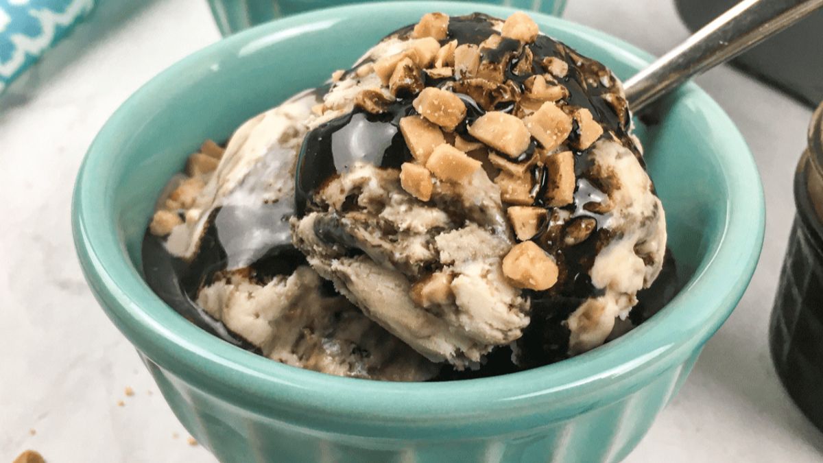Ninja Creami toffee ice cream in a dish.