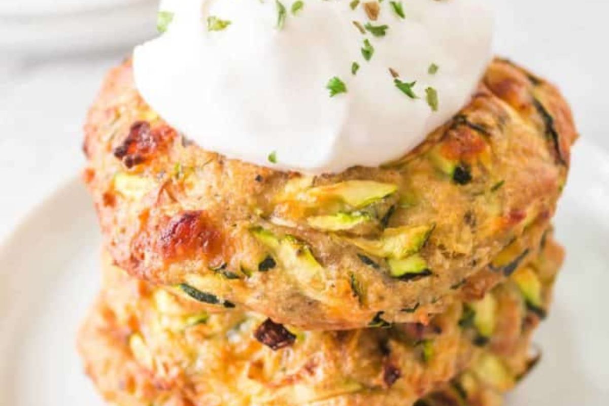 A stack of zucchini fritters.