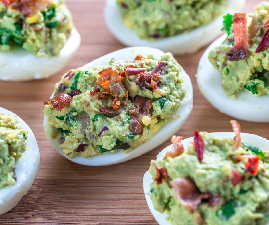 air fryer guacamole deviled eggs