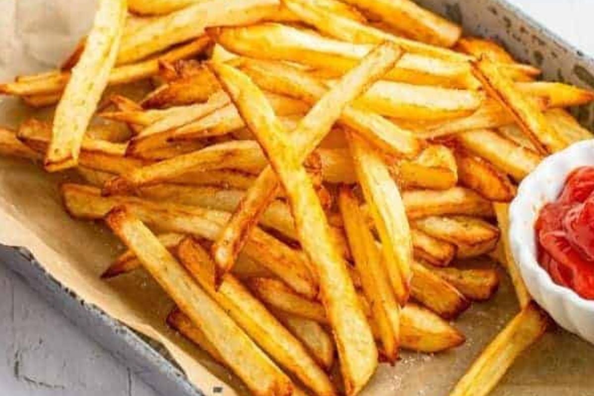 Air fryer McDonalds french fries on a tray.