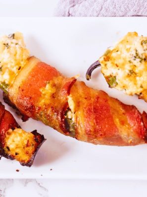 Air fryer bacon wrapped cheesy jalapenos.