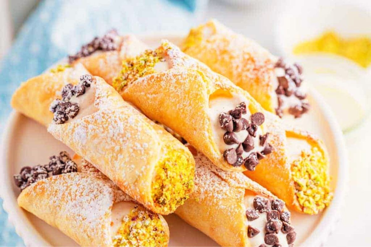 Air fryer cannolis on a plate.